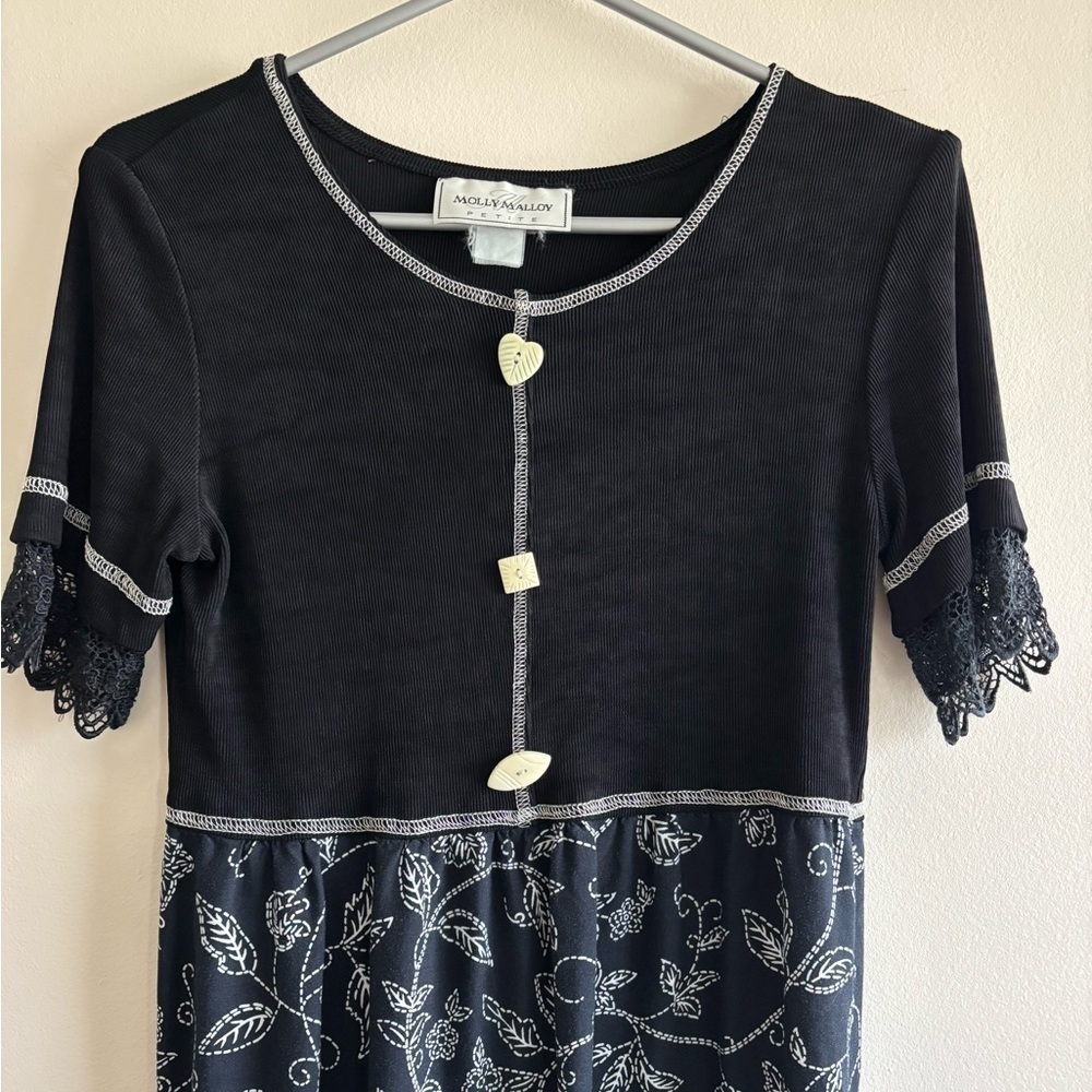 Molly Malloy vintage 90’s floral midi dress black size S - Picture 4 of 15
